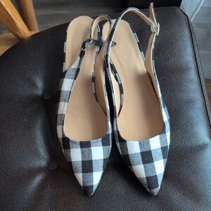Anthropologie Black and White Checkered Heels